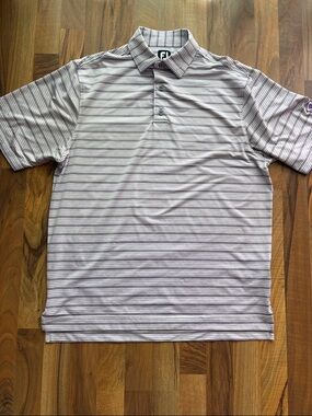 FootJoy Men’s Size L Lavender and White Striped Performance Polo
